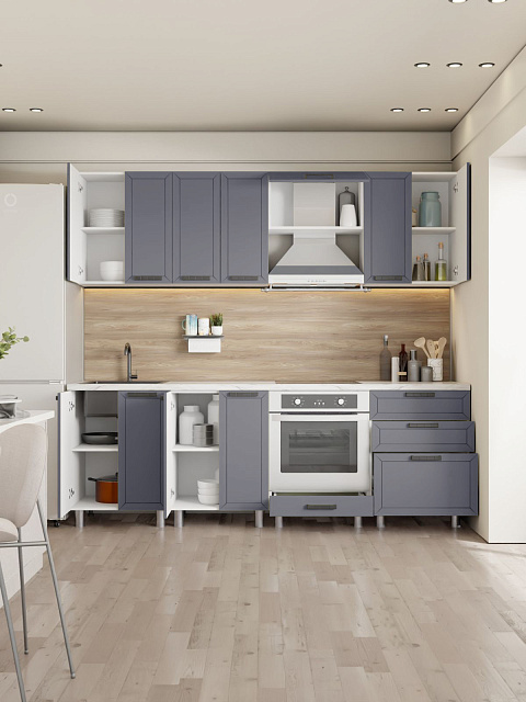 Кухонный гарнитур «Лилия» 2,4м, сталь. Фото 3