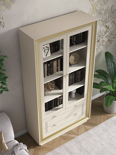 Шкаф с витриной «Прато» 2дв, зефир/миндаль. Фото 6