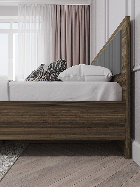 Кровать Роза 160x200см, графит скин. Фото 3