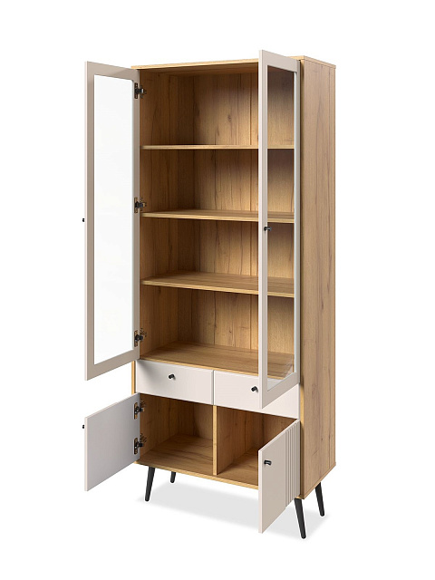 Шкаф с витриной Вега Саксония 84, миндаль. Фото 3