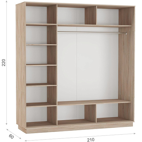 Шкаф-купе «Тетрис» 210/220 ДЗД с зеркалом, Дуб сонома. Фото 2