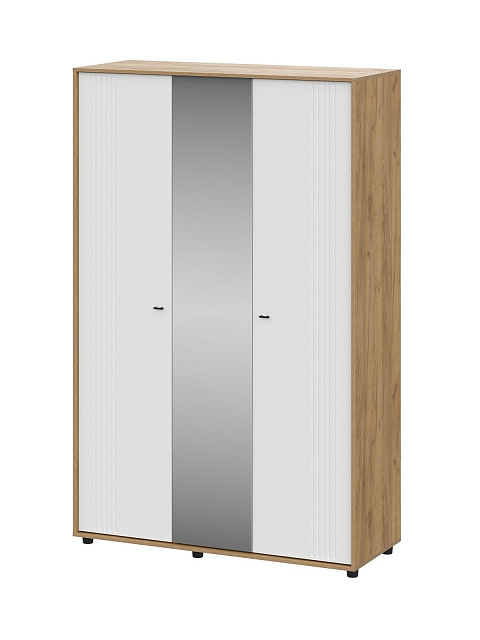 Шкаф «Милан» 3д, дуб золотой/белый матовый. Фото 1