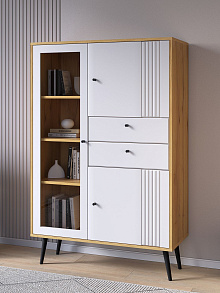 Шкаф с витриной Вега Саксония 94, белый матовый от магазина Мебельный дом