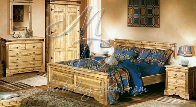 Кровать из массива сосны «Викинг 01» (180), сосна вощеная. Фото 2