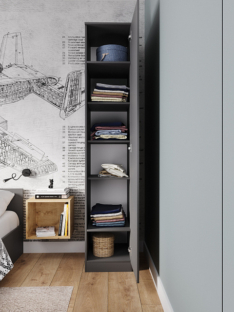 Шкаф-пенал Мори МШ 400.1, Графит. Фото 2