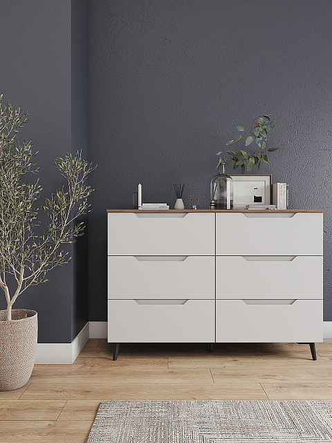 Комод Роза 1300 Тренто, белый скин. Фото 3