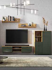 Тумба ТВ «Милан» с нишей, дуб золотой/олива от магазина Мебельный дом