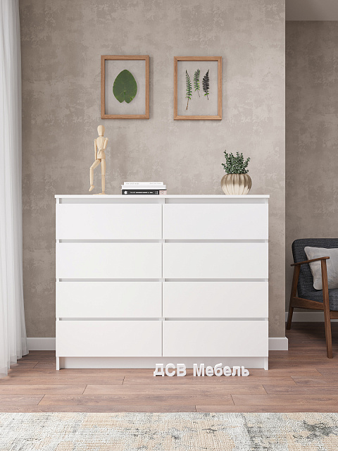 Комод Мори МК 1200.8, Белый. Фото 1