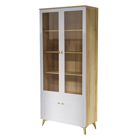 Шкаф-витрина Вега Сапфир 2дв, белый глянец. Фото 1