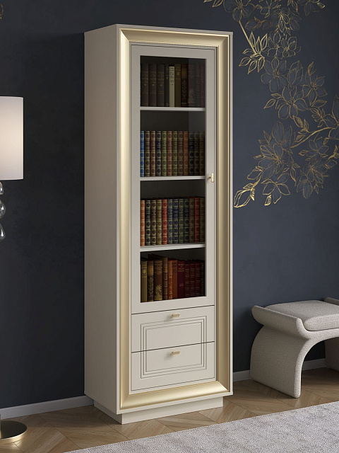 Шкаф с витриной «Прато», зефир/миндаль. Фото 4