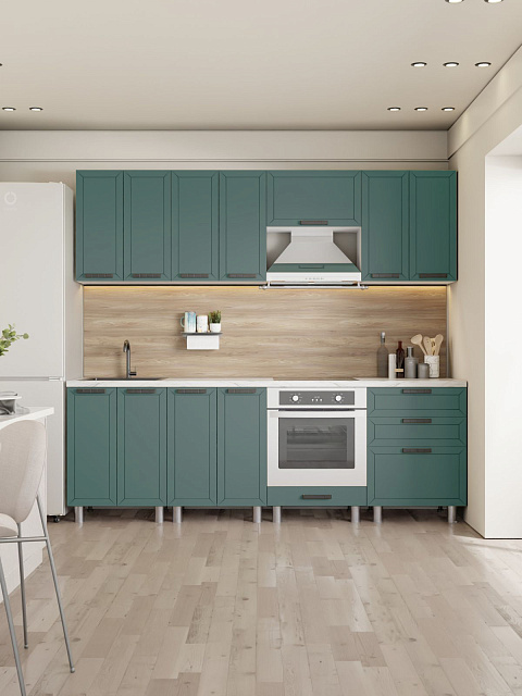 Кухонный гарнитур «Лилия» 2,4м, изумруд. Фото 1