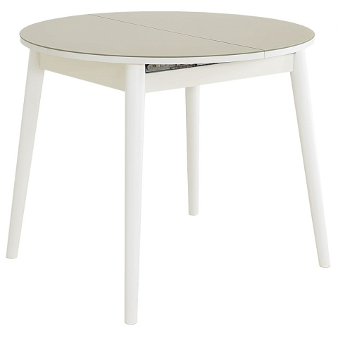 Стол «Ривьера» круг стекло капучино, белый прямые. Фото 1