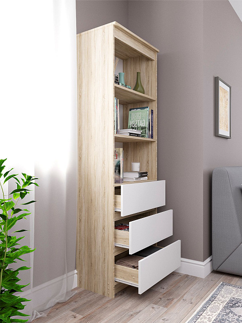 Стеллаж Мори МСТ 600.3, Сонома/Белый. Фото 3