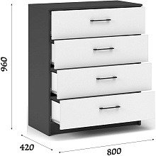 Комод «Чикаго» 4ящ Антрацит/Белый от магазина Мебельный дом