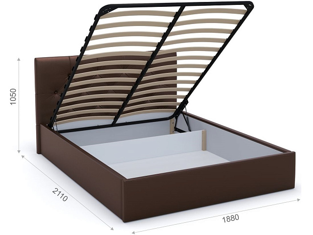 Кровать Женева 180 п/м с пуговицами, Dark brown. Фото 2