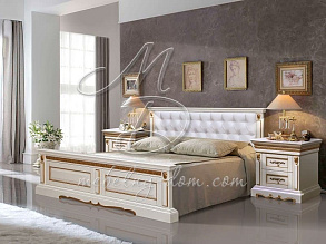 Кровать с мягкой спинкой «Милана 16п» П294.05, слоновая кость от магазина Мебельный дом