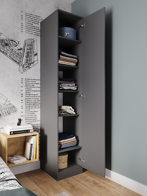 Шкаф-пенал Мори МШ 400.1, Графит. Фото 4