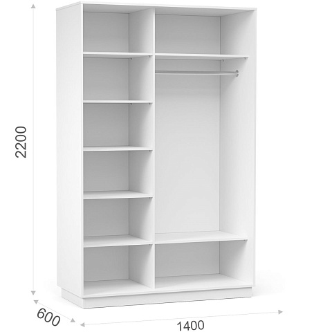 Шкаф-купе «Тетрис» 140/220 ДД, Белый жемчуг. Фото 2