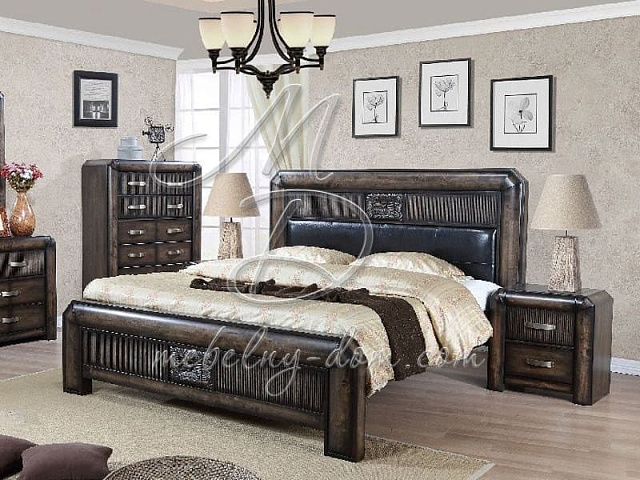 Кровать из массива гевеи «Rosemary», серый орех. Фото 1