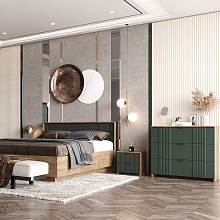 Кровать «Герта» КМК 0979.8 160x200см, дуб канзас/зеленый матовый от магазина Мебельный дом