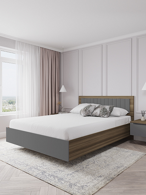 Кровать Роза 140x200см, графит скин. Фото 1