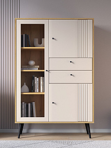 Шкаф с витриной Вега Саксония 94, миндаль от магазина Мебельный дом