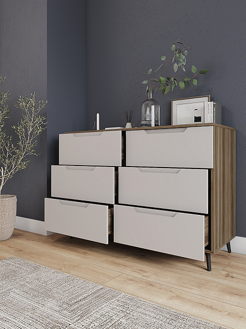 Комод Роза 1300 Тренто, бежевый скин. Фото 2