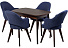 Обеденная группа (стол ПГ-01, массив Диагональ 6/5+4 кресла Клео, Темно-синий), опоры орех. Фото 1
