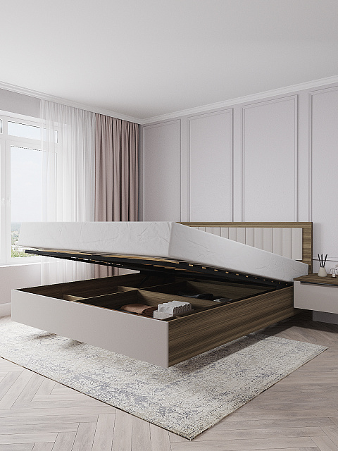 Кровать Роза 160x200см, бежевый скин. Фото 2