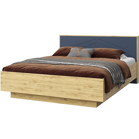 Кровать «Тиана» 160x200 КМК 0967.3, дуб наварра/синий матовый. Фото 1