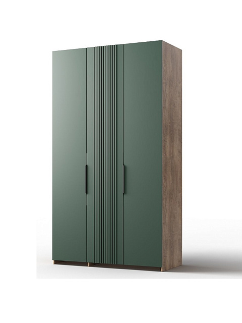 Шкаф «Герта» 3д КМК 0979.4, дуб канзас/зеленый матовый. Фото 1