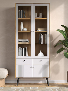 Шкаф с витриной Вега Саксония 84, белый матовый от магазина Мебельный дом