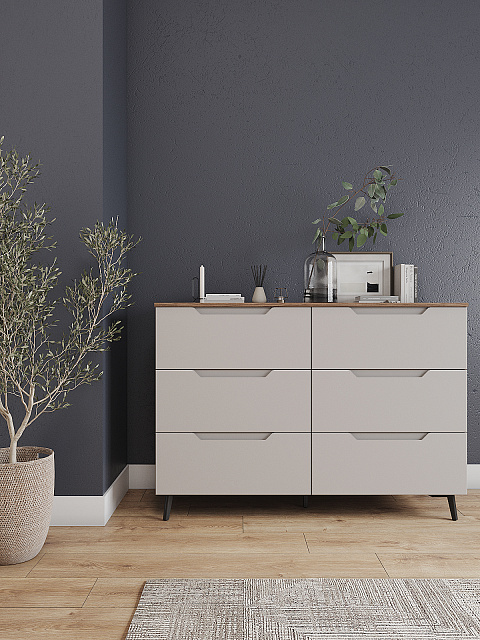 Комод Роза 1300 Тренто, бежевый скин. Фото 3