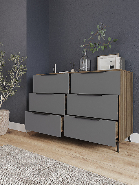 Комод Роза 1300 Ройс, графит скин. Фото 2