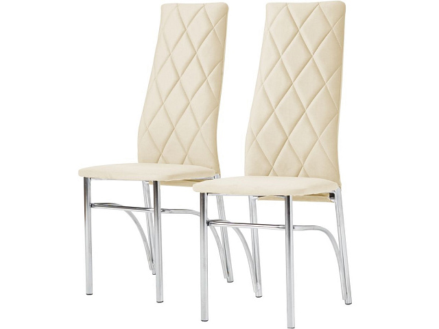 Комплект стульев «Малибу» 2шт, каркас хром, бренди 03, ромб. Фото 1