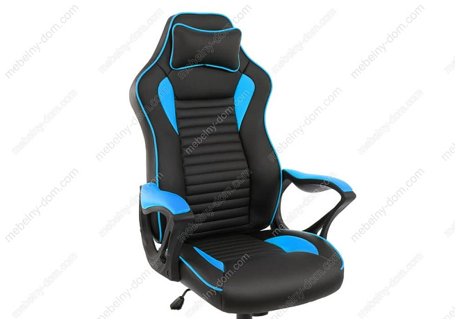 Офисное кресло Leon черное / голубое. Фото 4
