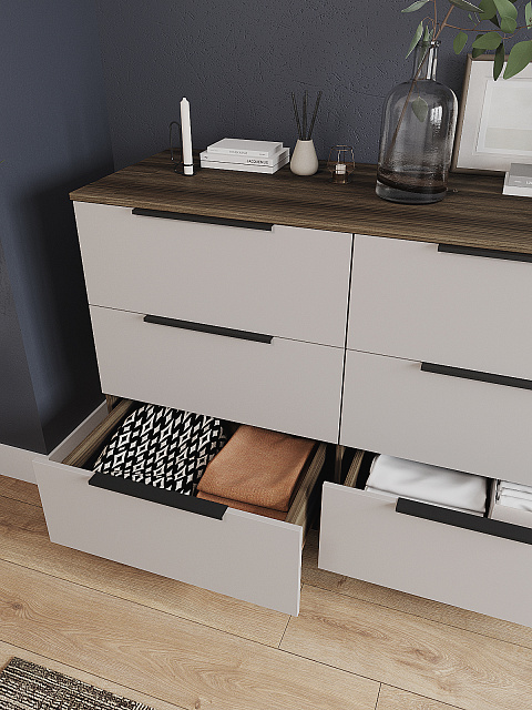 Комод Роза 1300 Ройс, бежевый скин. Фото 4