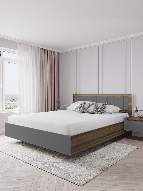 Кровать Роза 160x200см, графит скин. Фото 1