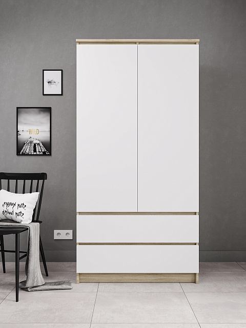 Шкаф Мори МШ 900.1, Сонома/Белый. Фото 1