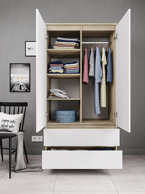 Шкаф Мори МШ 900.1, Сонома/Белый. Фото 2