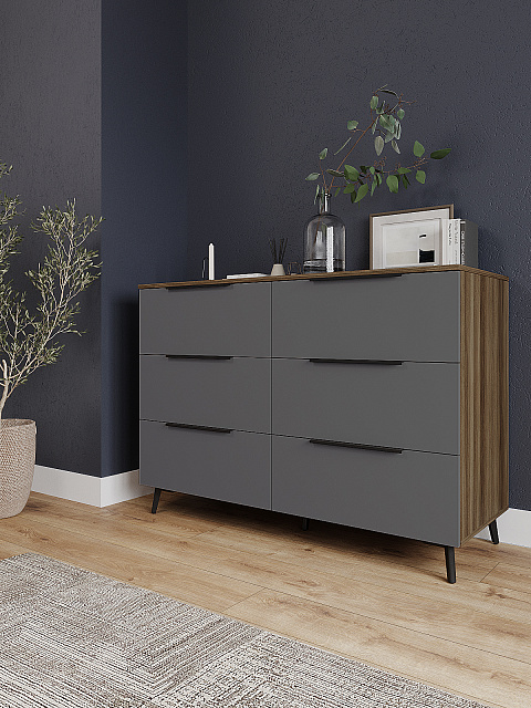 Комод Роза 1300 Ройс, графит скин. Фото 1