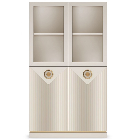 Шкаф-витрина низкая Капри, бежевая. Фото 2