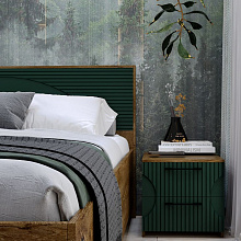 Кровать «Монтале» 160x200 КМК 0966.8 с ПМ, дуб канзас/зеленый матовый от магазина Мебельный дом