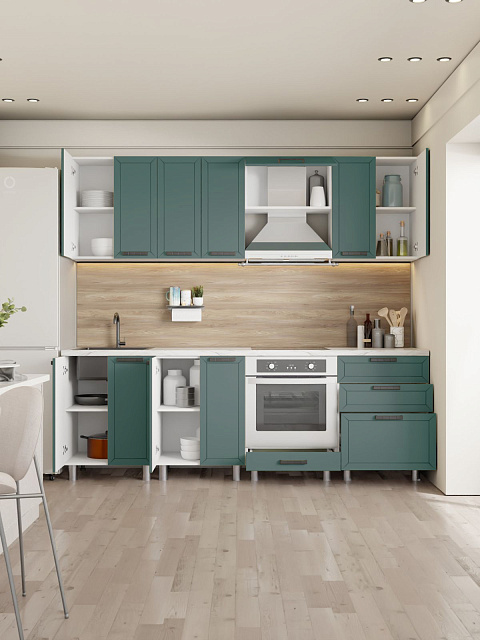 Кухонный гарнитур «Лилия» 2,4м, изумруд. Фото 3