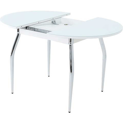Стол «Ривьера» круг, стекло белый, опоры хром. Фото 2