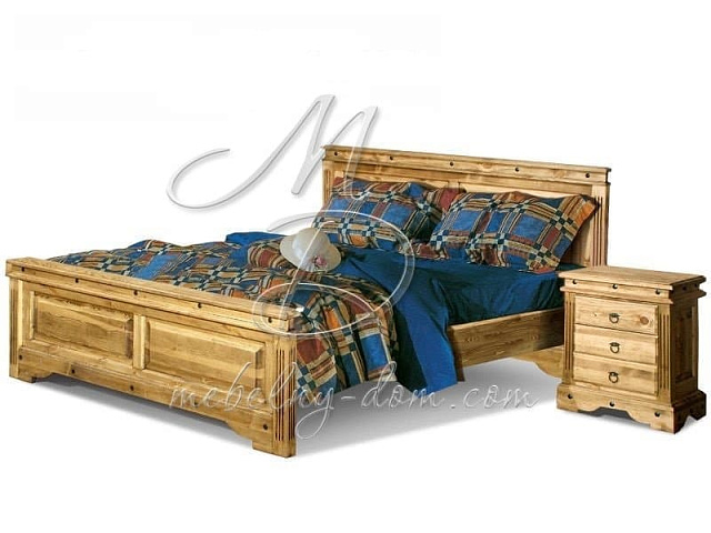 Кровать из массива сосны «Викинг 01» (180), сосна вощеная. Фото 1