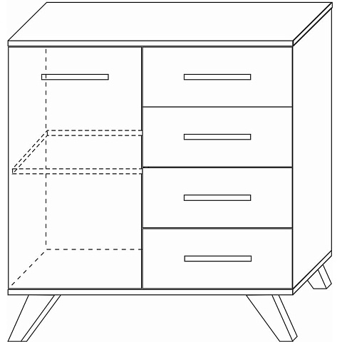 Комод Вега Скандинавия 90, белый глянец. Фото 3