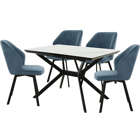 Обеденная группа (Стол Дели и 4 стула Вермут), синий. Фото 1