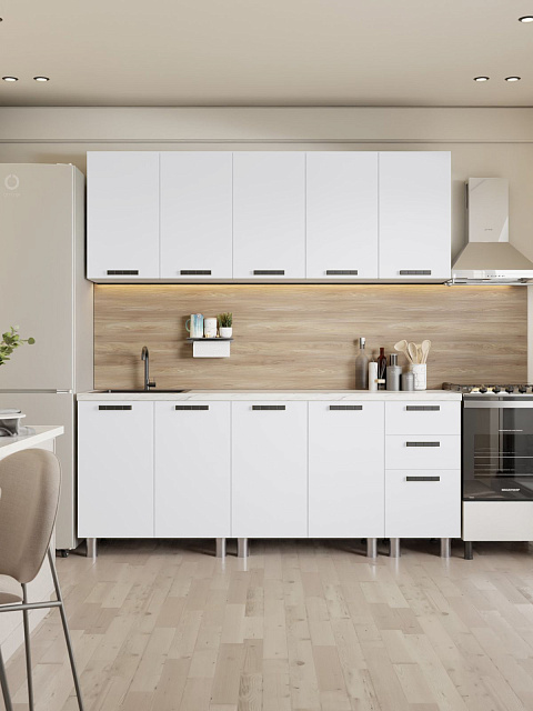 Кухонный гарнитур «Лаванда» 2,0м, белый. Фото 1