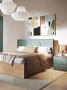 Кровать «Монтиз» 1РМ с п/м КМК 1003.22 160x200см, дуб мадура/эвкалипт от магазина Мебельный дом